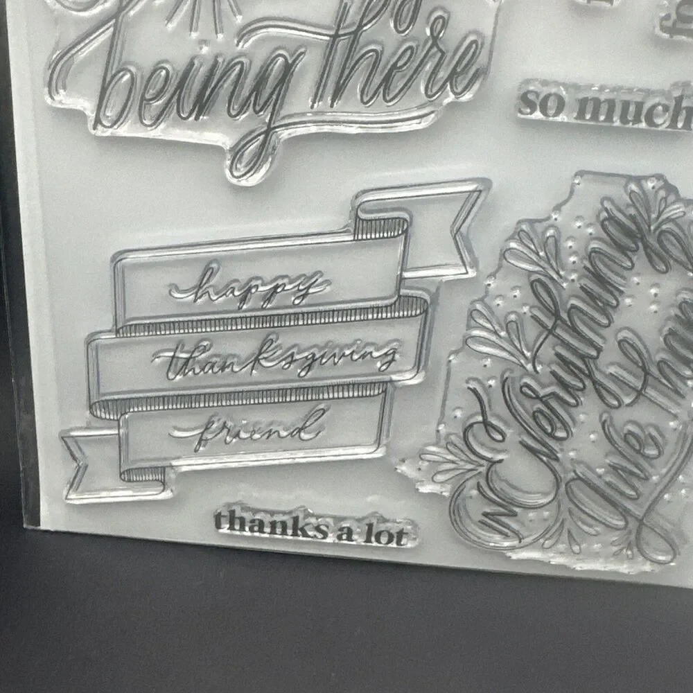 Gina K. Designs THANK YOU GREETINGS Clear Stamp Set  Banner Die New sentiments